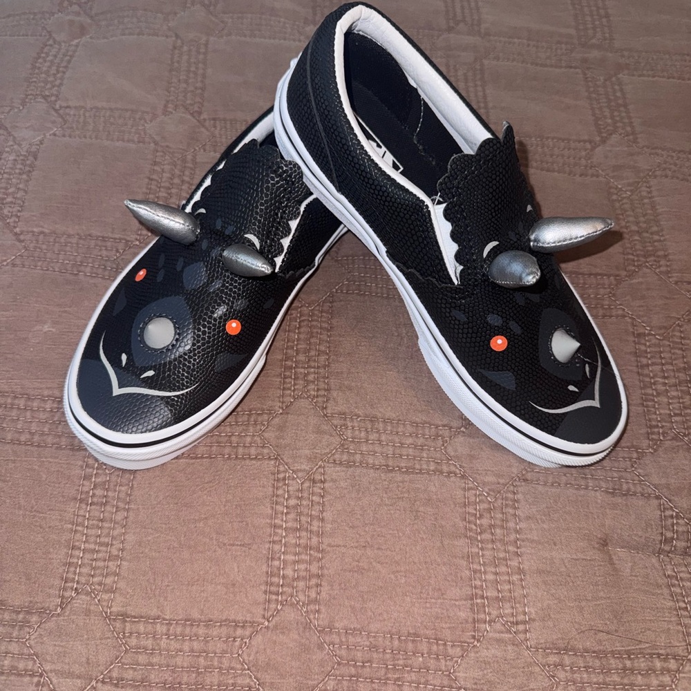 Vans Kids Black and Silver Dinosaur Sneakers